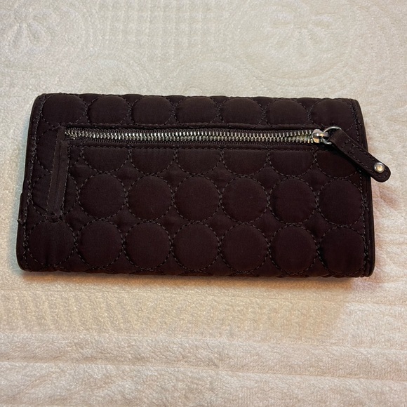 Vera Bradley Tri Fold Brown Solid Quilted Wallet Magnetic - Picture 3 of 10
